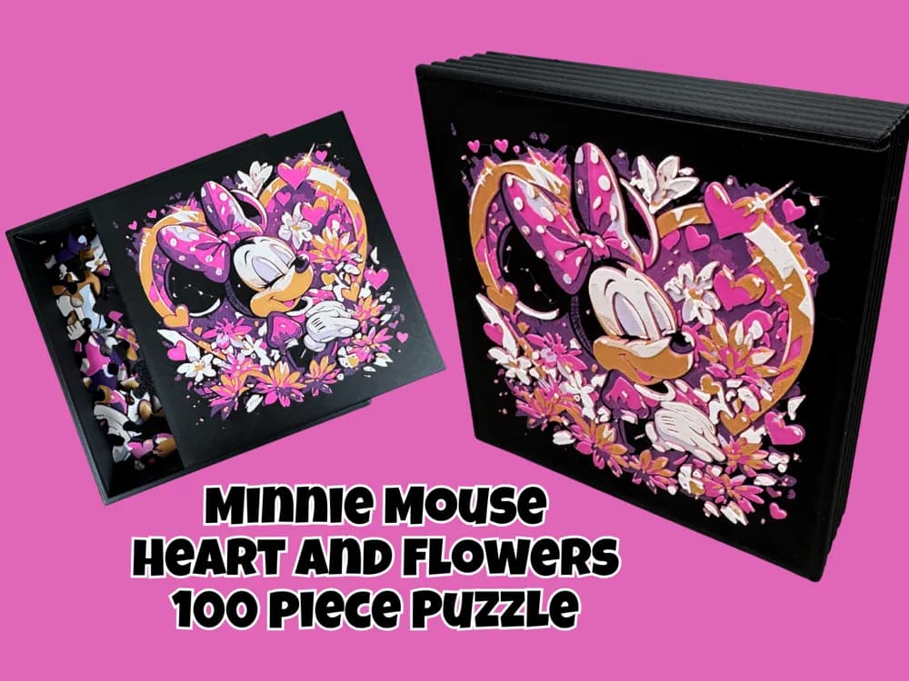 HueForge model: Minnie Mouse Hearts and Flowers (100 piece puzzle) by BusyKikiBee