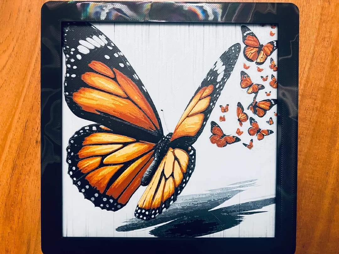 HueForge model: Monarch Butterfly by JustBe 3D Printing