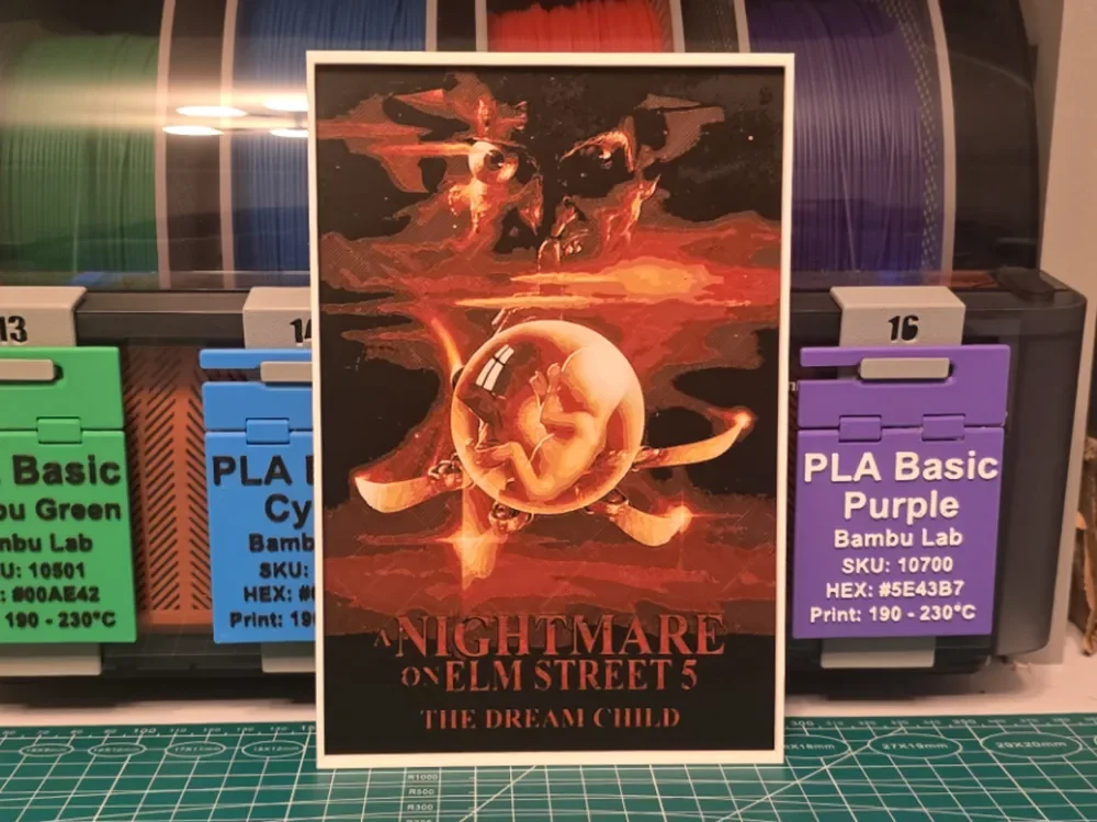 A Nightmare on Elm Street 5 Poster - Hueforge Art by Lumpy3D HueForge model: A Nightmare on Elm Street 5 Poster - Hueforge Art by Lumpy3D