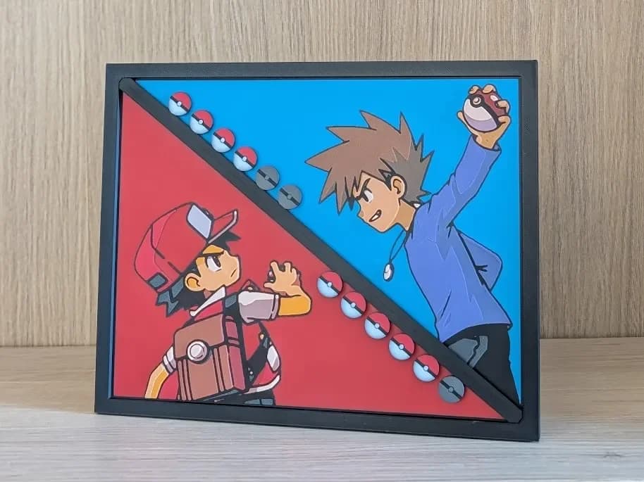 Red Vs Blue Pokemon Hueforge & Frame Red Vs Blue Pokemon Hueforge & Frame