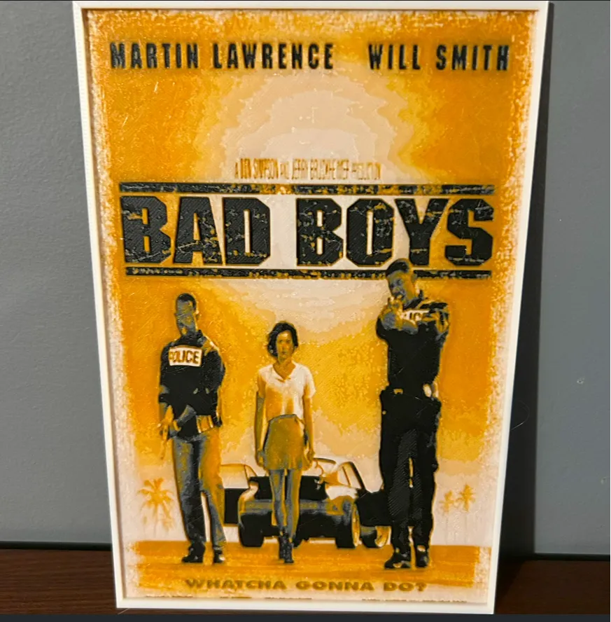 Hueforge Movie Poster - Bad Boys - by JoDau HueForge model: Hueforge Movie Poster - Bad Boys - by JoDau