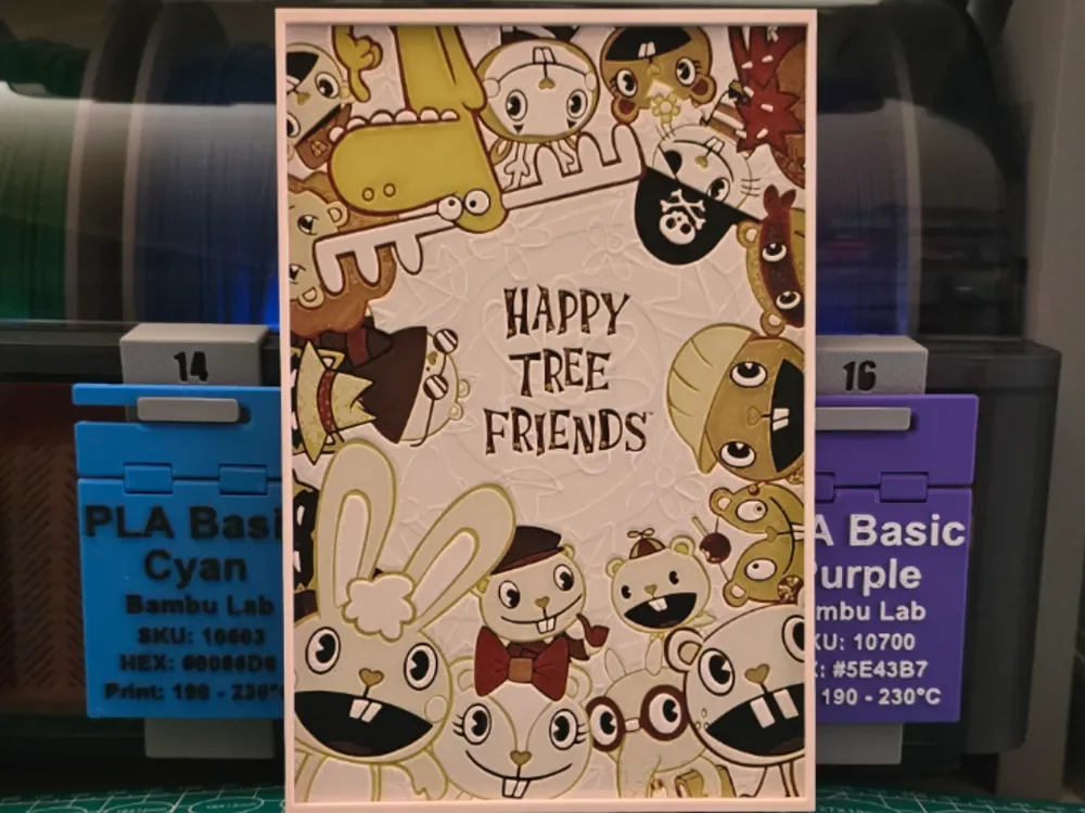 Happy Tree Friends Poster - Hueforge Art by Lumpy3D HueForge model: Happy Tree Friends Poster - Hueforge Art by Lumpy3D