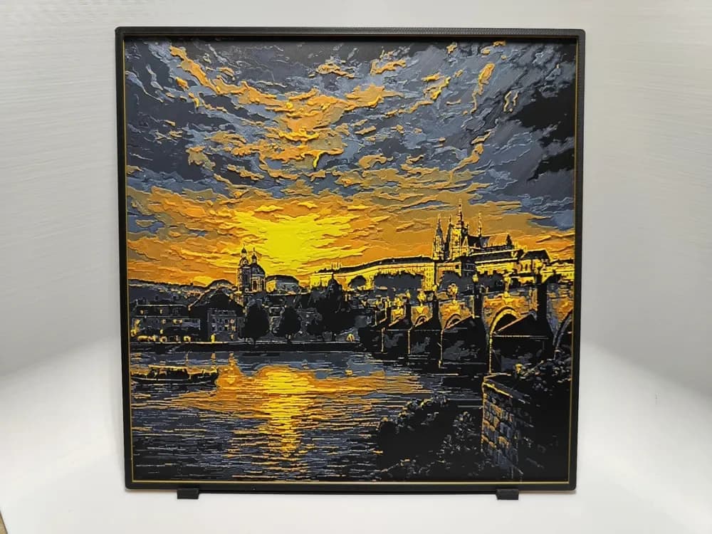 Prague Castle Sunset - Hueforge by BeaN HueForge model: Prague Castle Sunset - Hueforge by BeaN