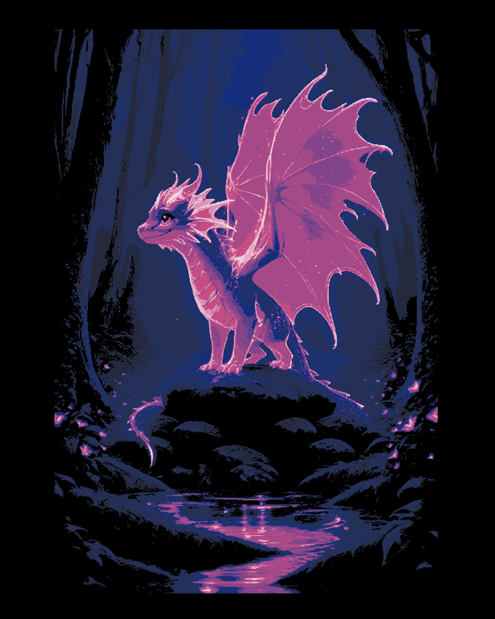 The radiant glow in the forest - the iridescent youthful dragon - Hueforge Art The radiant glow in the forest - the iridescent youthful dragon - Hueforge Art