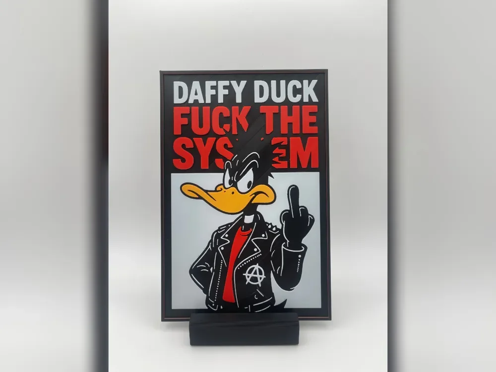Daffy Duck: F*ck the System hueforge print Daffy Duck: F*ck the System hueforge print
