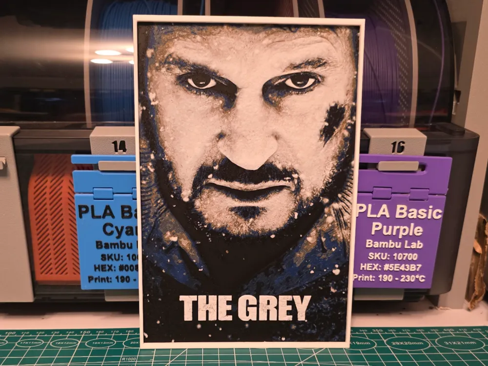 The Grey Movie Poster - Hueforge Art by Lumpy3D HueForge model: The Grey Movie Poster - Hueforge Art by Lumpy3D