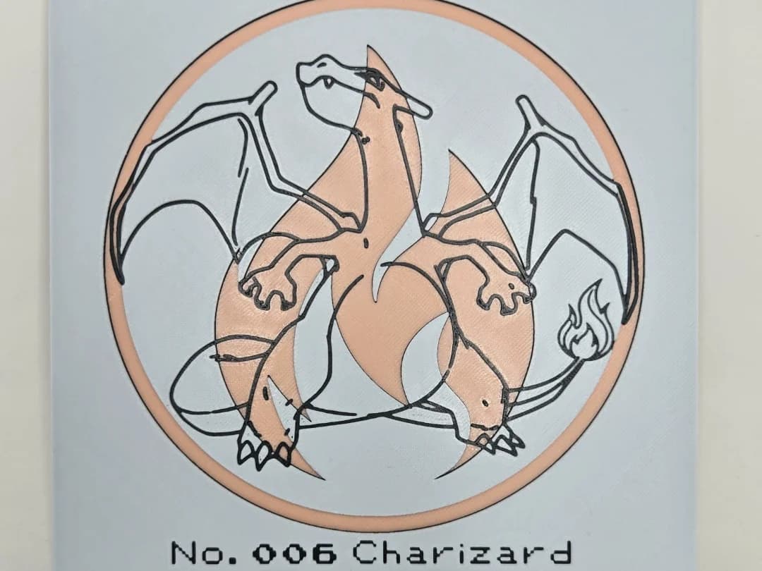 Minimalistic Charizard Hueforge by 3Ree Printing HueForge model: Minimalistic Charizard Hueforge by 3Ree Printing