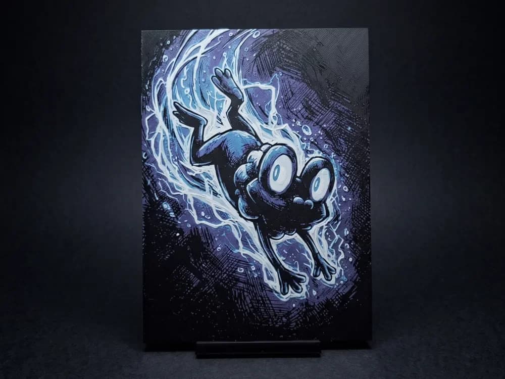 Froakie Dive - Hueforge Wall Art by LED HueForge model: Froakie Dive - Hueforge Wall Art by LED