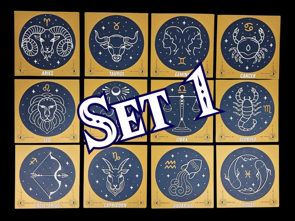Zodiac Signs (Set 1: Aquarius-Leo) by BusyKikiBee HueForge model: Zodiac Signs (Set 1: Aquarius-Leo) by BusyKikiBee