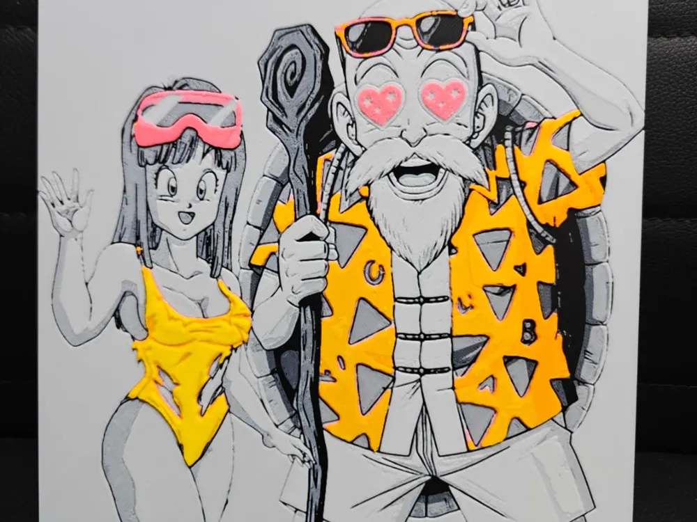 Master Roshi & Maron NO AMS REQUIRED by TheHueforgeLady HueForge model: Master Roshi & Maron NO AMS REQUIRED by TheHueforgeLady