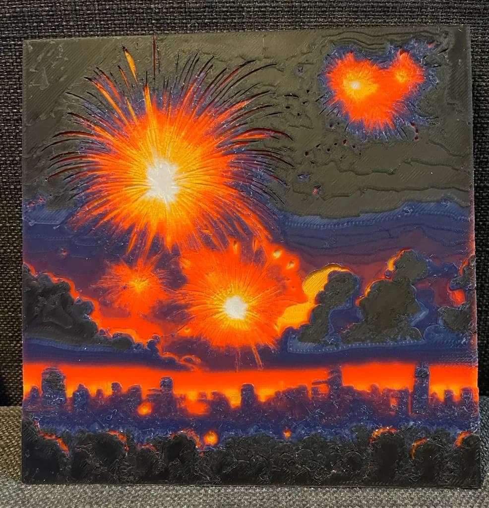Fireworks at Night - Dual Lithophane Hueforge Print by cyanidesugar HueForge model: Fireworks at Night - Dual Lithophane Hueforge Print by cyanidesugar