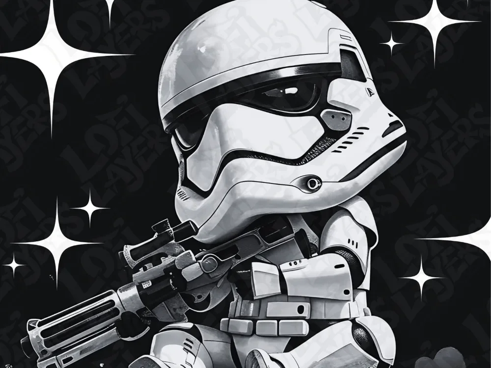Chibi Stormtrooper Hueforge by LoFi Layers HueForge model: Chibi Stormtrooper Hueforge by LoFi Layers