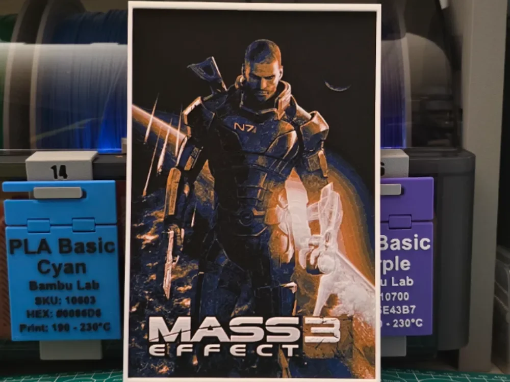 Mass Effect 3 Poster - Hueforge Art by Lumpy3D HueForge model: Mass Effect 3 Poster - Hueforge Art by Lumpy3D