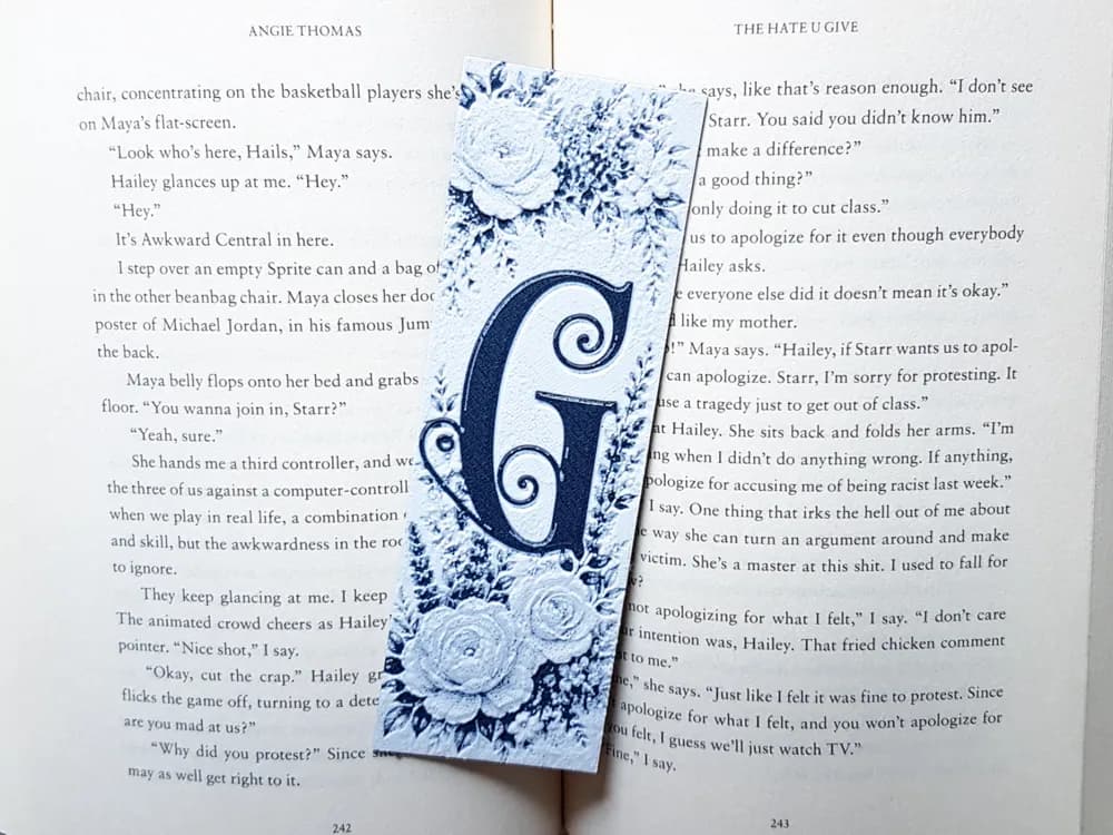Bookmark, Monogram G, Floral Background, Hueforge Bookmark, Monogram G, Floral Background, Hueforge