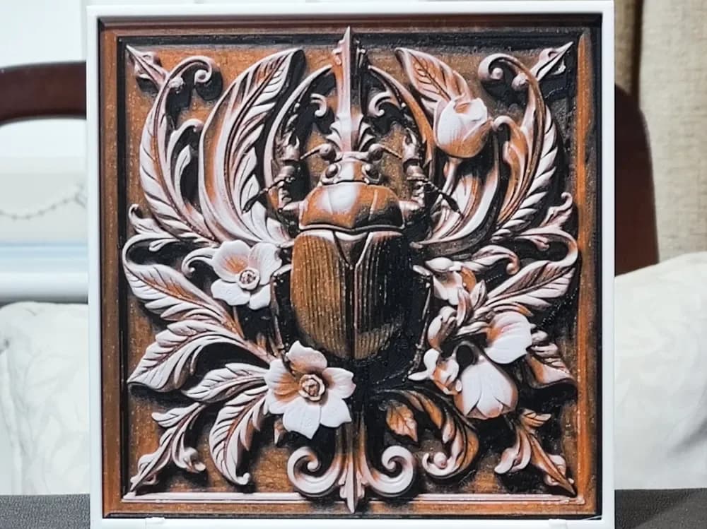 Wood Carving Scarab - HueForge 3 Color