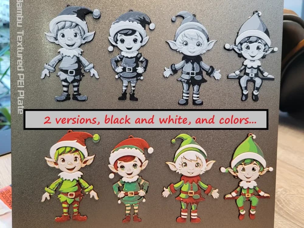 HueForge model: Santa's Elf - Black & White + Colors - HF 127x200 by Vincent111