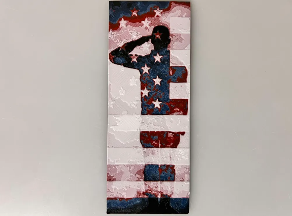 HueForge model: Veteran Salute - Bookmark by 3djd