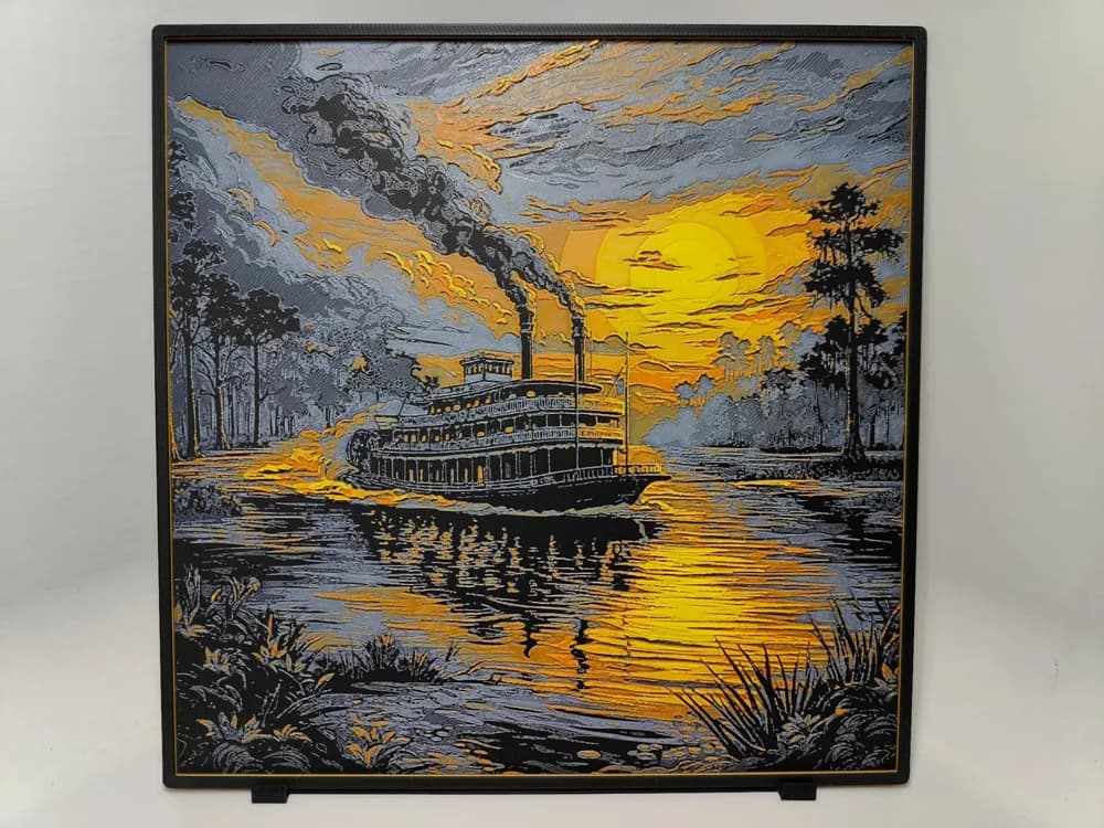 Paddle Steamer Sunset - Hueforge by BeaN HueForge model: Paddle Steamer Sunset - Hueforge by BeaN