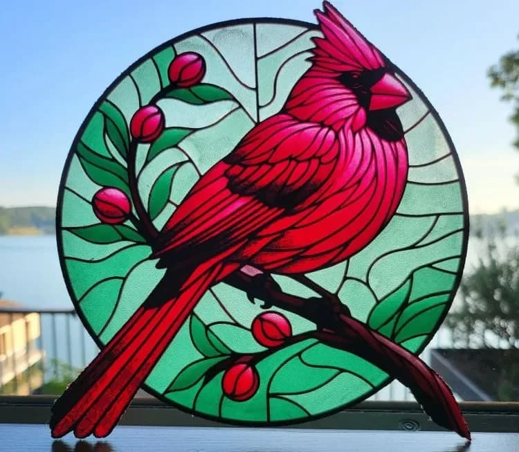 Stained Glass HueForge Cardinal by tlavedas HueForge model: Stained Glass HueForge Cardinal by tlavedas
