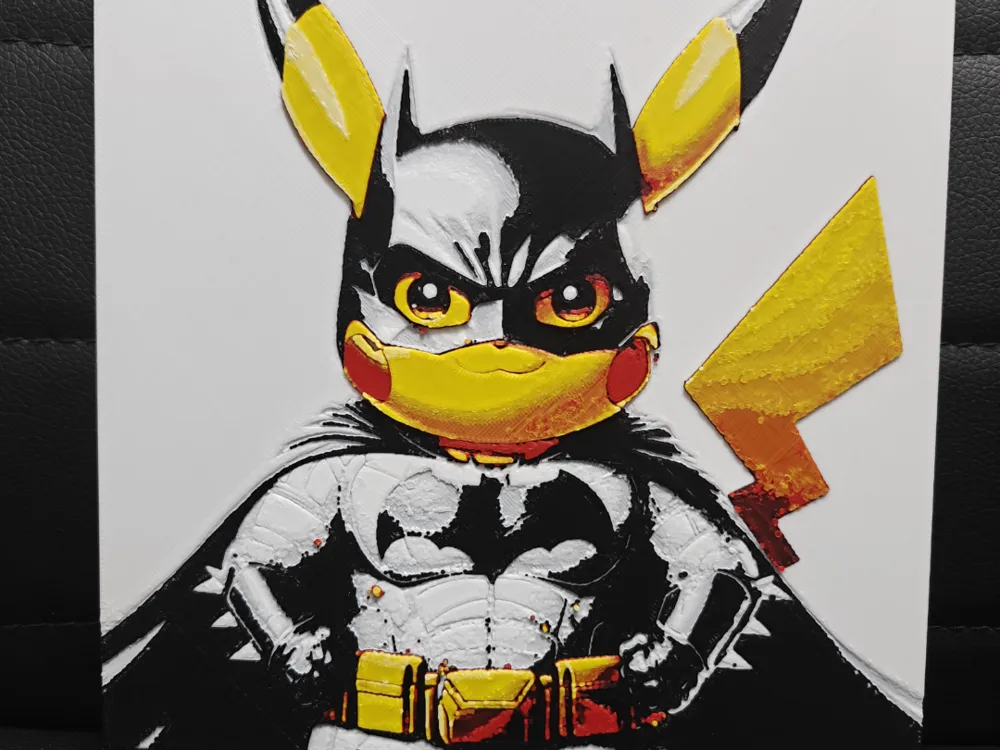 Pikachu Batman by TheHueforgeLady HueForge model: Pikachu Batman by TheHueforgeLady