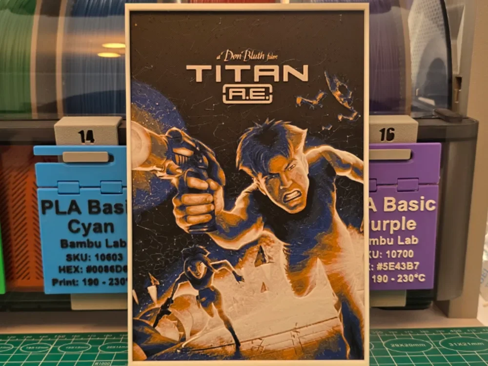 Titan A.E. Movie Poster - Hueforge Art by Lumpy3D HueForge model: Titan A.E. Movie Poster - Hueforge Art by Lumpy3D