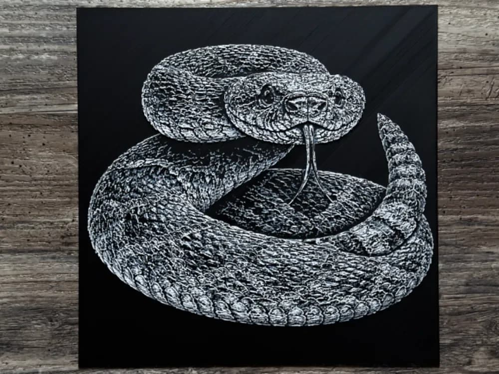 Diamondback Rattlesnake HueForge Wildlife Series by novy HueForge model: Diamondback Rattlesnake HueForge Wildlife Series by novy