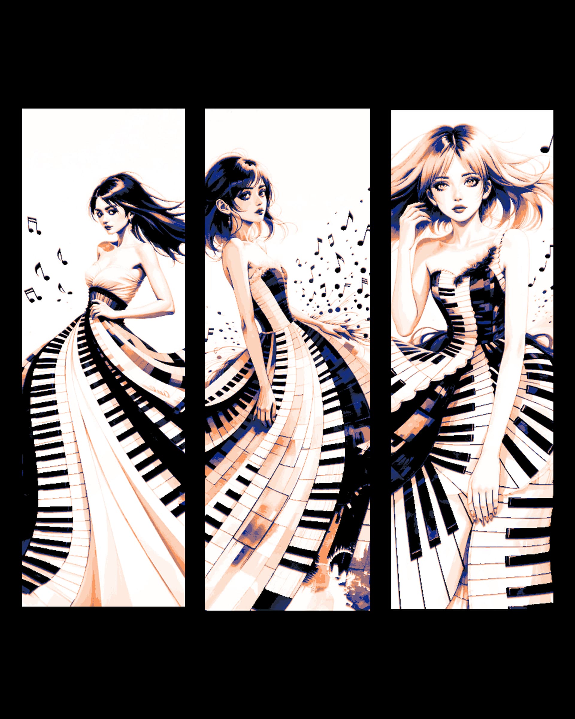 Piano keys and music are worn in beauty and style - Set of bookmarks by BooneCo3d HueForge model: Piano keys and music are worn in beauty and style - Set of bookmarks by BooneCo3d