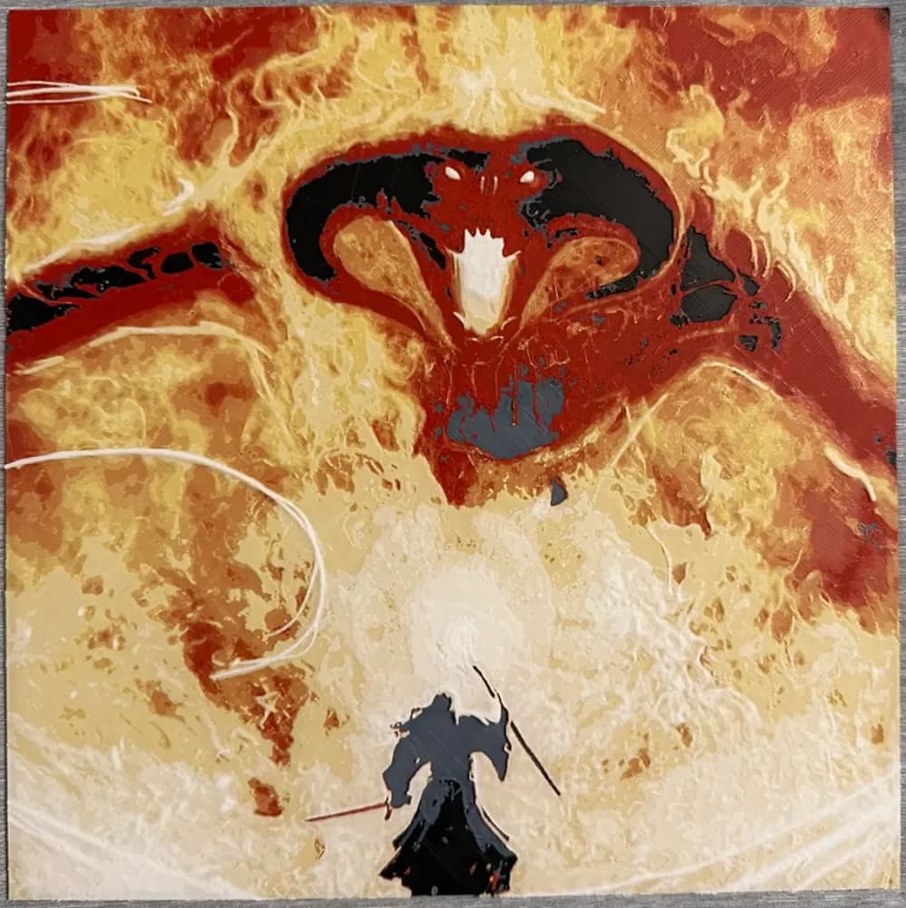 HueForge model: Balrog & Gandalf Hueforge by Hey Ben