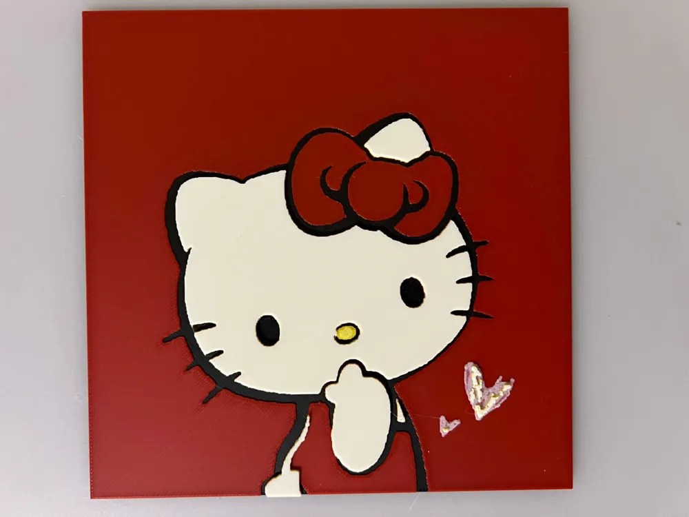 Sanrio Hello Kitty by 3djd HueForge model: Sanrio Hello Kitty by 3djd