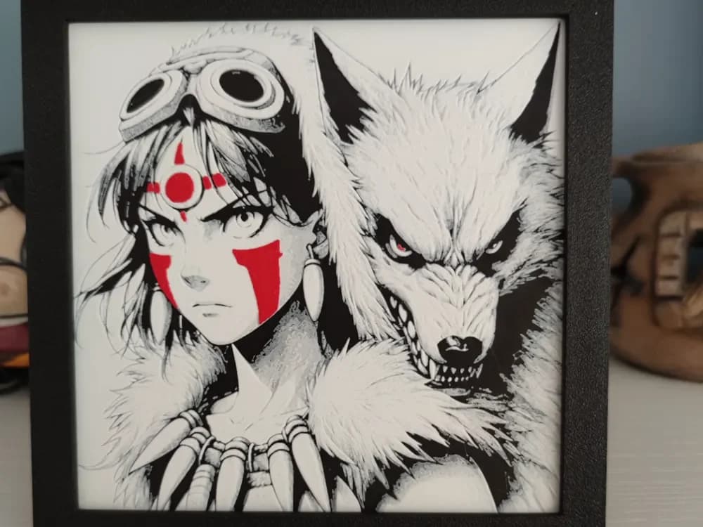 Hueforge princess mononoke by Litolunar HueForge model: Hueforge princess mononoke by Litolunar