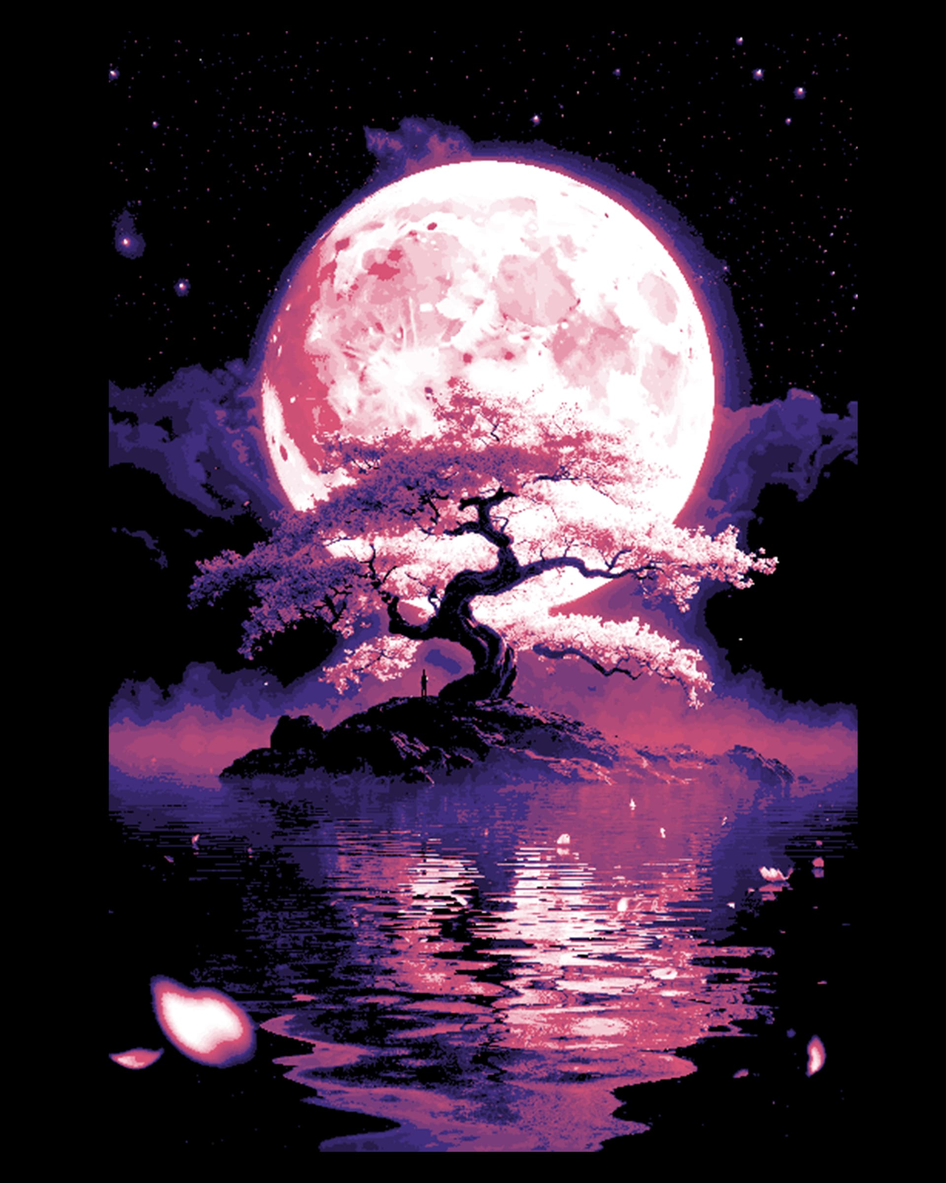 Peace and Love sybolized by the cherry blossom and the glowing pink moon - Hueforge art by BooneCo3d HueForge model: Peace and Love sybolized by the cherry blossom and the glowing pink moon - Hueforge art by BooneCo3d