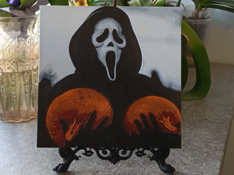 Ghostface Pumpkin Halloween Hueforge by 3DNesy HueForge model: Ghostface Pumpkin Halloween Hueforge by 3DNesy