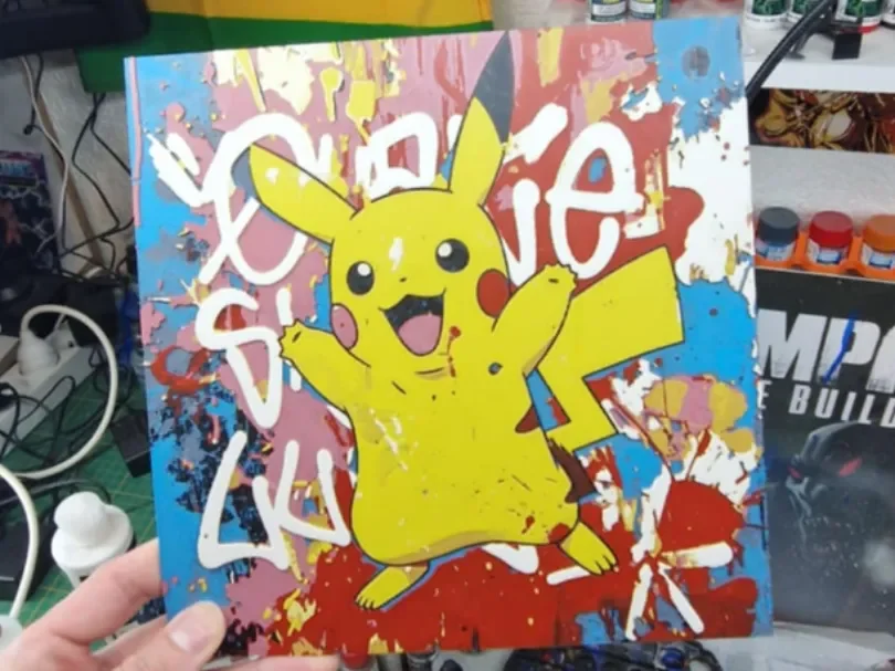 Pokemon Hueforge - Pikachu Street Art by Dakiren HueForge model: Pokemon Hueforge - Pikachu Street Art by Dakiren