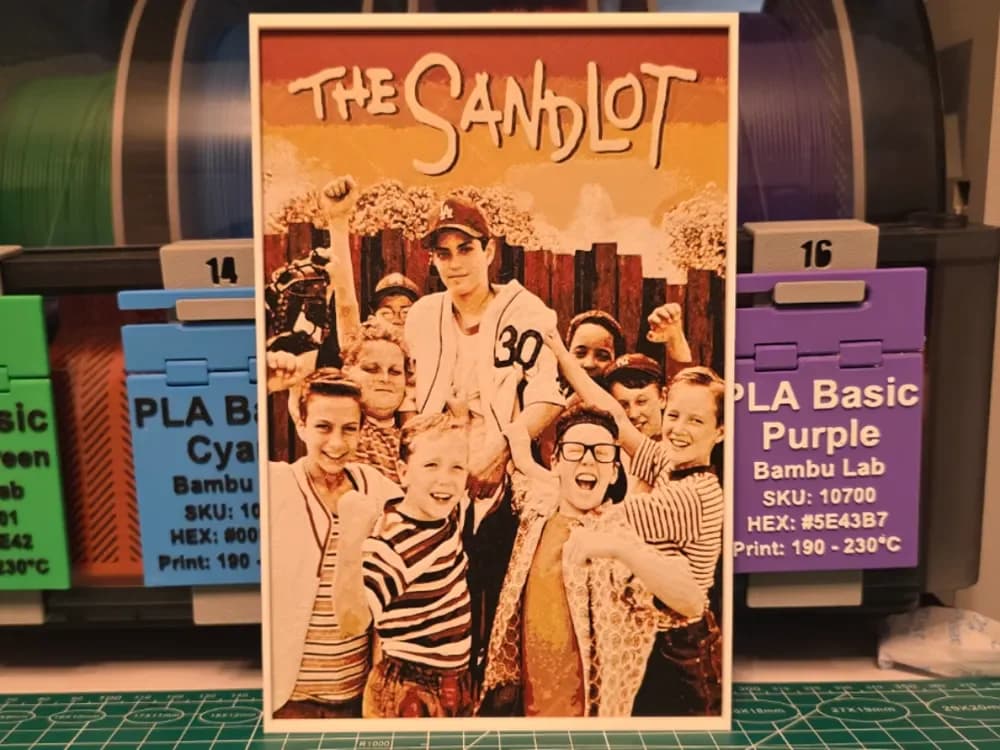 The Sandlot Movie Poster - Hueforge Art by Lumpy3D HueForge model: The Sandlot Movie Poster - Hueforge Art by Lumpy3D