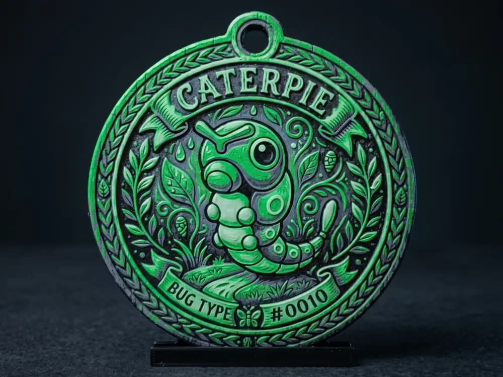 Caterpie #0010 - Pokemon Ornament by LED HueForge model: Caterpie #0010 - Pokemon Ornament by LED
