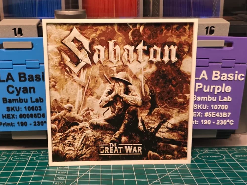 Sabaton "The Great War" Album - Hueforge Art by Lumpy3D HueForge model: Sabaton "The Great War" Album - Hueforge Art by Lumpy3D