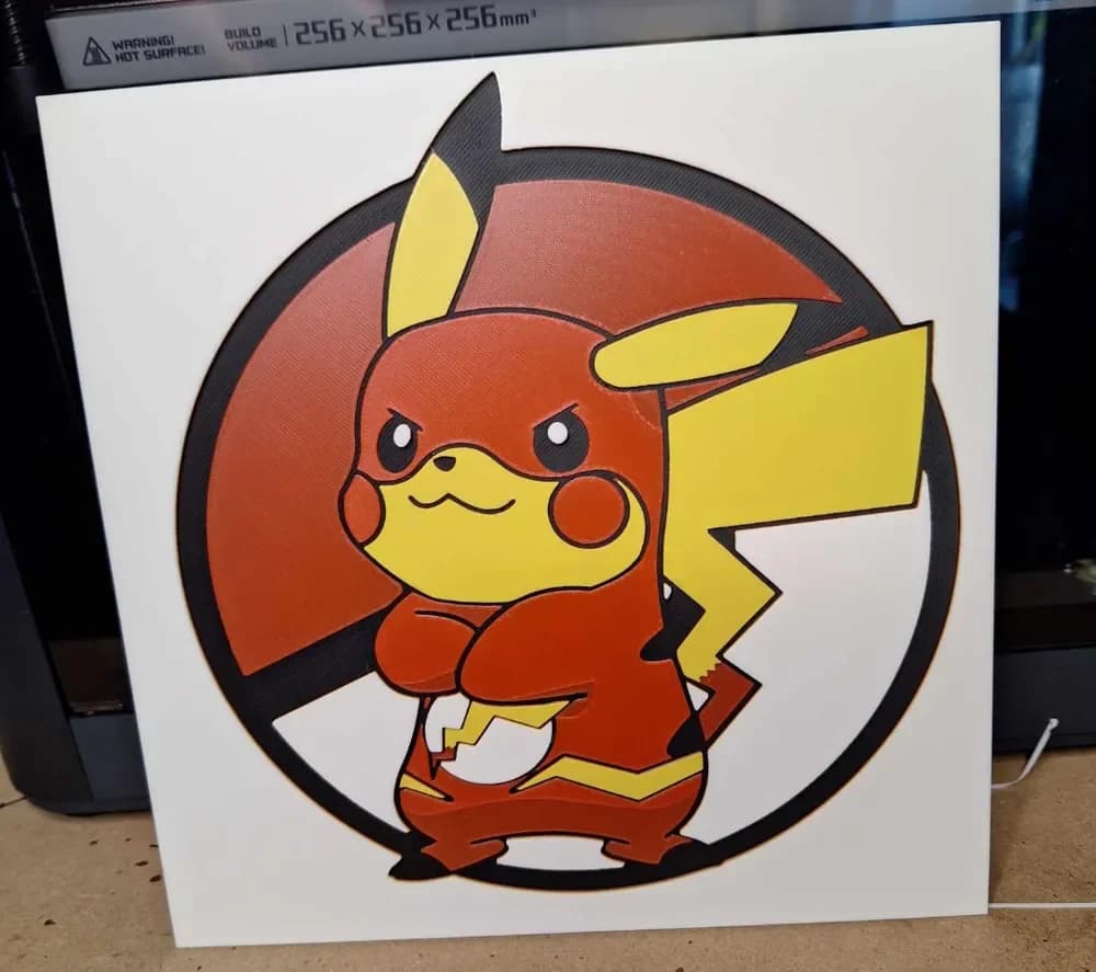 Pikachu flash - Hueforge - 4 Colours by 3dGlow HueForge model: Pikachu flash - Hueforge - 4 Colours by 3dGlow