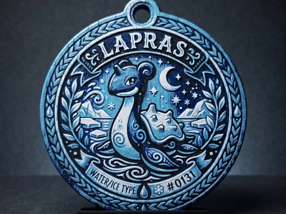 Pokemon - Lapras Medallion - 4 Colour by LED HueForge model: Pokemon - Lapras Medallion - 4 Colour by LED
