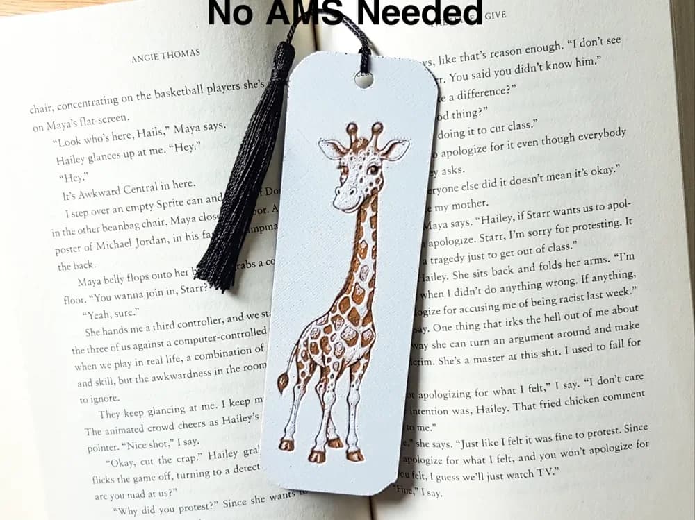 Giraffe Bookmark, Hueforge Giraffe Bookmark, Hueforge