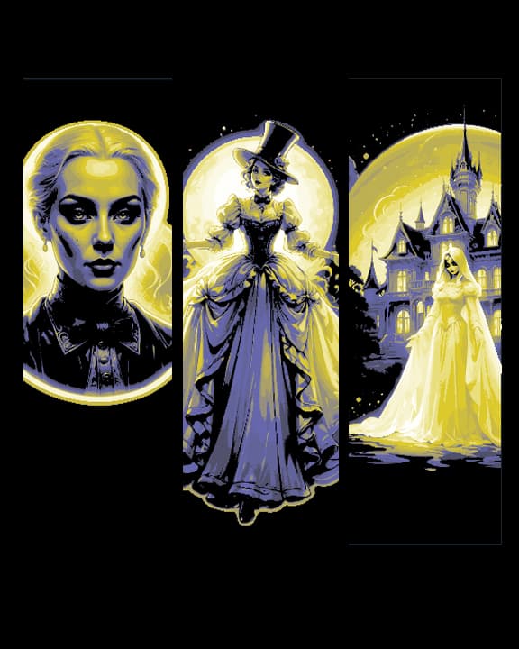 Disney style depiction of a Lady Ghost and a Haunted Mansion - Set of 3 Bookmarks Disney style depiction of a Lady Ghost and a Haunted Mansion - Set of 3 Bookmarks