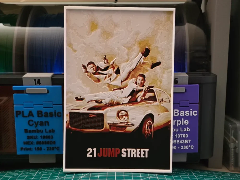21 Jump Street Movie Poster - Hueforge Art by Lumpy3D HueForge model: 21 Jump Street Movie Poster - Hueforge Art by Lumpy3D