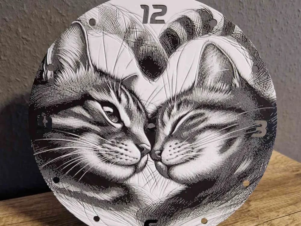 Cat Love Clock by Schuettdesign HueForge model: Cat Love Clock by Schuettdesign