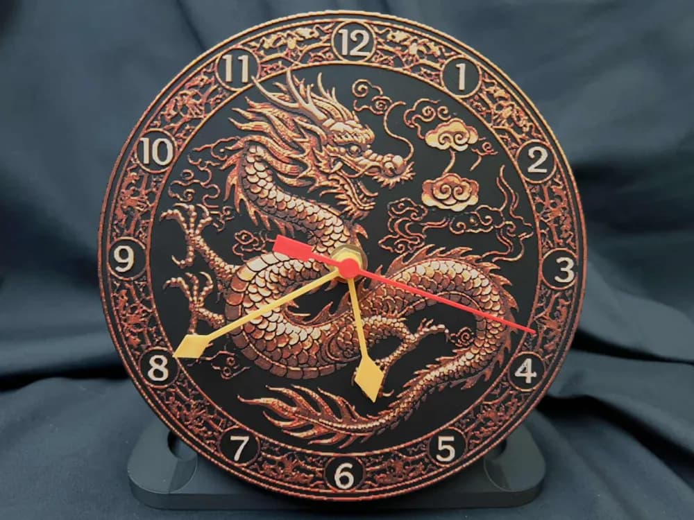 Chinese Dragon Celestial - Customizable Clock by 3djd HueForge model: Chinese Dragon Celestial - Customizable Clock by 3djd