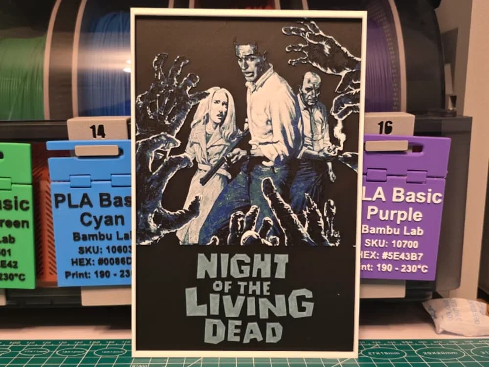 Night of the Living Dead Movie Poster - Hueforge by Lumpy3D HueForge model: Night of the Living Dead Movie Poster - Hueforge by Lumpy3D