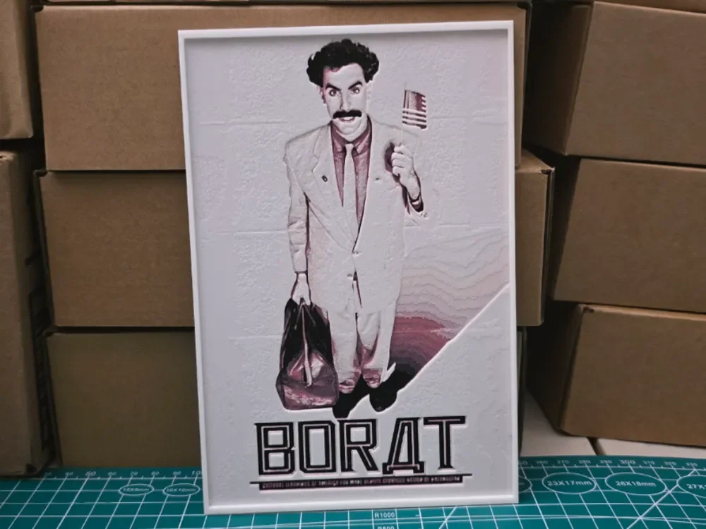 Borat Movie Poster - Hueforge Art by Lumpy3D HueForge model: Borat Movie Poster - Hueforge Art by Lumpy3D