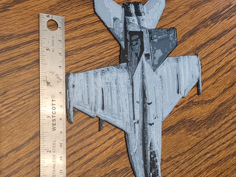 F18 Fighter Jet with wing vortexes by AirMechDesigns HueForge model: F18 Fighter Jet with wing vortexes by AirMechDesigns