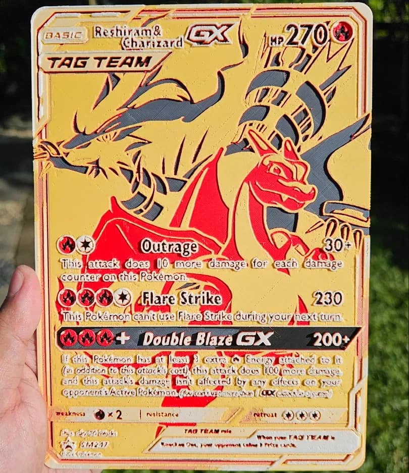 HueForge model: Oversized Pokemon Card Reshiram&Charizard Hueforge by Loki