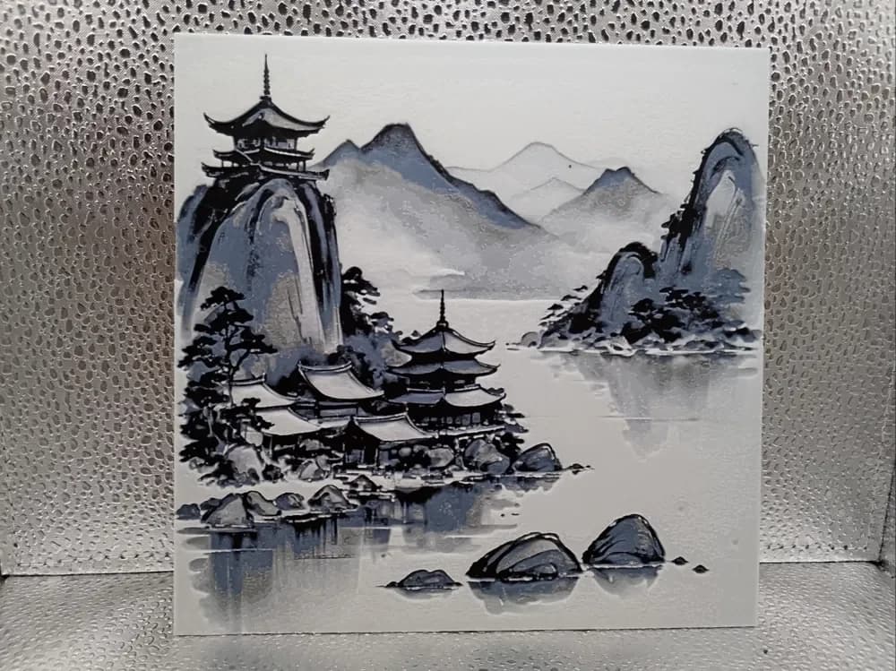 Japanese Mountain Scenery – Hueforge by Borishotch Industries HueForge model: Japanese Mountain Scenery – Hueforge by Borishotch Industries