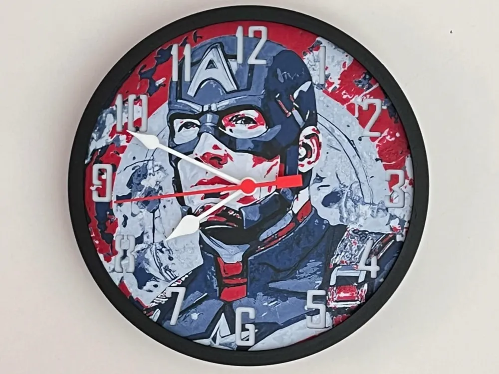 Customizable Clock - Captain America by 3djd HueForge model: Customizable Clock - Captain America by 3djd