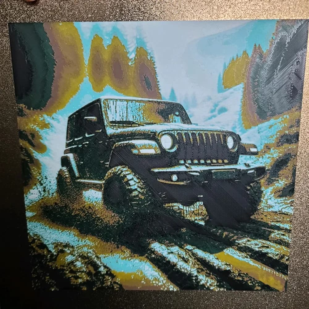 Jeep Wrangler hueforge by the_bearded_jedi HueForge model: Jeep Wrangler hueforge by the_bearded_jedi